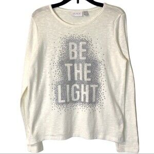 The Children’s Place White Thin Long Sleeved Sweater with Glitter Graphics